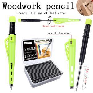 2개/세트 54mm 롱 헤드 목수용 기계식 연필 세트 (심 1박스 포함), 2.8mm 마킹 드로잉 도구