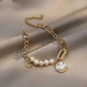 스마일 2가지 담수진주 코인 체인 팔찌 연장고리 박스