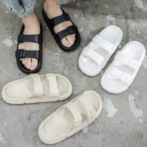 3컬러 실내외 더블 버클 남녀공용 베이직 슬리퍼 ZG-M719