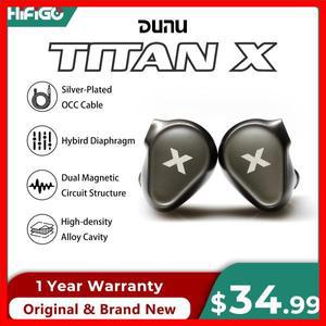 DUNU Titan X HiFi IEM 이어폰 듀얼 마그네틱 다이나믹 드라이버 금속 합금 하우징 오디오파일 게임용 3.5m