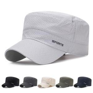 남성용 속건성 밀리터리 모자, 여름용 플랫 탑 야구 여성용 야외 육군 통기성 메쉬