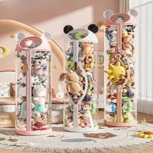 인형 아크릴 보관함 다용도 수납함 원형 토이박스 지퍼형