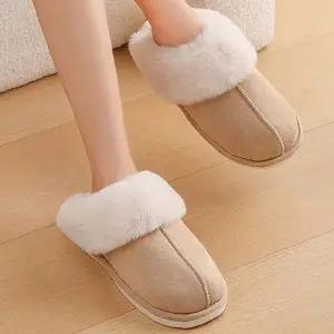 겨울 보온 털 슬리퍼 남녀공용 실내화 폭신한 안감 홈웨어 따뜻한 방한 거실 침실