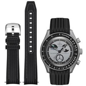 [미국배송] 오메가 X 스와치 스피드마스터 문워치용 리밴다체 실리콘 스트랩 남녀용 퀵 릴리스 커브드 스트랩