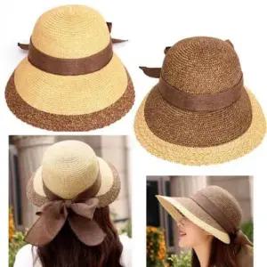 고급 돌돌이 라피아 버킷햇 UV차단 썬캡 휴대용 비치 등산 캠핑 나들이 모자