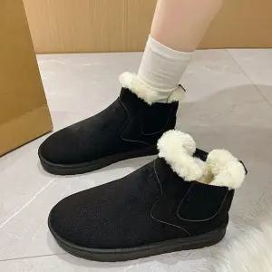 데일리 여성 겨울 따뜻한 방한 털안감 첼시 부츠