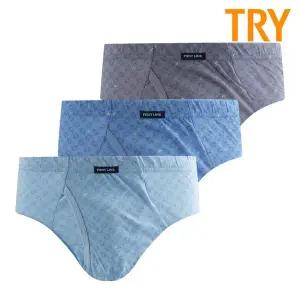 [TRY]트라이 남성 순면 삼각팬티 맥시 브리프 3매입 패턴E
