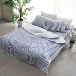 더크린 아리엘 시어서커 누빔이불베개세트 SS블루