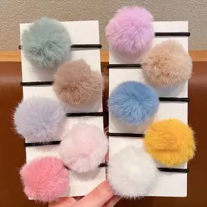 헤어 포인트 방울털 머리끈 보들보들 고탄력 밴드 XjY3+6MPO