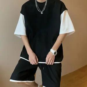 데일리 남성 여름 여행 오버핏 반팔 5부 반바지 세트 iGR1+8Skb