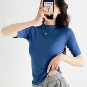 여름 모달 소매5부 얇은 찰랑 스판 이너 반목 반팔티 폴라티