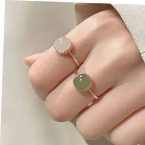 불교반지 써지컬 사각 연옥 청옥 비취 심플 모던 반지 9mm