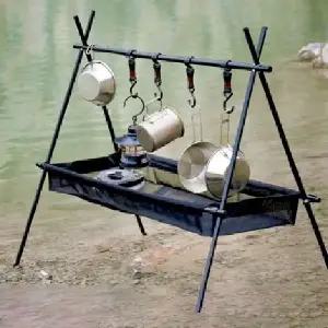 (사이즈 행어-1단 블랙)인디언행어 캠핑행어 선반 접이식 다용도 행어 캠핑설거지 OP