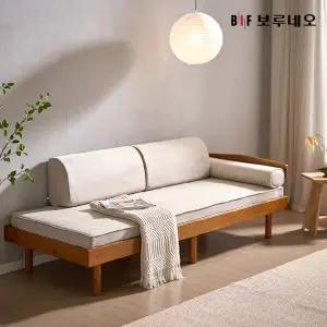 앳홈 헥스 원목 데이베드 소파베드 (C 프레임+매트+원형쿠션+등쿠션2개)