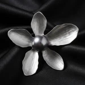 무광 핵진주 옷핀 골드 레트로 브로치 실버 꽃잎 흑진주실버 핵진주브로치 진주브로치 브롯지