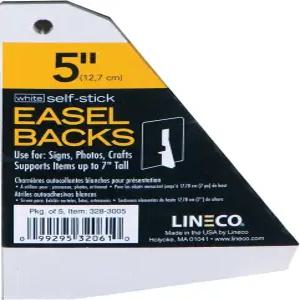 Lineco 328-3005 화이트 싱글 윙 5인치 셀프 스틱 칩보드 이젤 백 5/Pkg