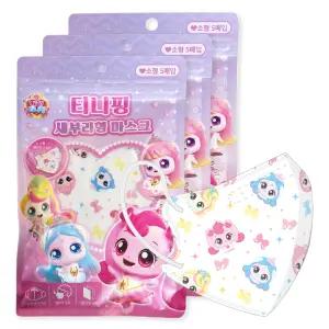 캐치티니핑 어린이 패턴마스크 소형 5매입 3개 (총15매입) 새부리형 캐릭터 마스크