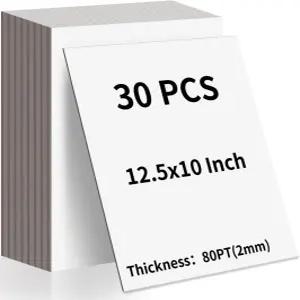회색 코어가 있는 Wtrgas 30장 10 x 12.5 화이트 칩보드 책 표지 스크랩북 사진 백업 및 공예 프로젝트용