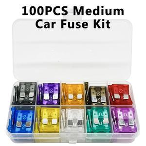100개 중형 자동차 퓨즈 키트 블레이드 25A 10종 15A 타입 20A 모음 박스 30A 35A