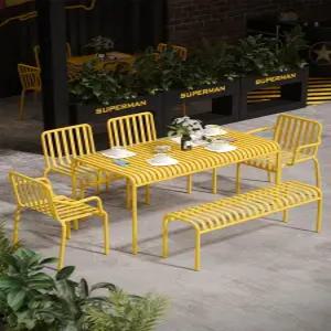 야외 테이블 의자 카페 발코니 6인용 세트 긴테이블 테라스 피크닉 펜션