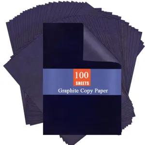 100개 A4 그래파이트 전사지 트레이싱 페인팅 시트 블루 복사 종이 드로잉 패턴 스케치 캔버스 패브릭용