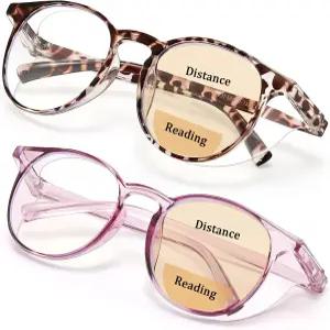 아웃레이 2팩 블루 라이트 리딩 안경 리더 측면 보호 기능이 있는 이중 초점 안전 여성 남성용 타액 방지