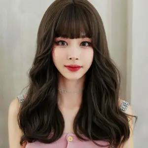 머리 긴 일비 통가발 브라운 웨이브 올리브 앞가 장모가 롱가 염색가 긴발 여신가 긴머리 긴가 여성가 언니