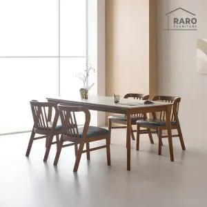 [/착불배송] 프리아 1900 연그레이 포세린 통 세라믹 6인 식탁 세트 (식탁+의