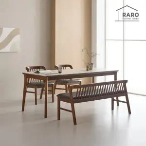 [/착불배송] 프리아 1900 연그레이 포세린 통 세라믹 6인 식탁 세트 (식탁+의