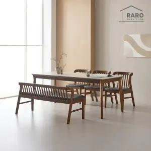 [/착불배송] 프리아 1900 연그레이 포세린 통 세라믹 6인 식탁 세트 (식탁+의