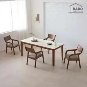 [/착불배송] 노르딕 1900 연그레이 포세린 통 세라믹 6인 식탁 세트 (식탁+의