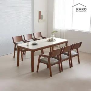 [/착불배송] 노르딕 1900 연그레이 포세린 통 세라믹 6인 식탁 세트 (식탁+의