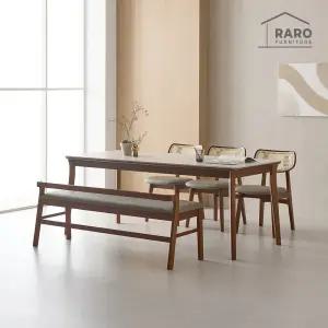 [/착불배송] 셀렉 1900 연그레이 포세린 통 세라믹 6인 라탄 식탁 세트 (식탁+