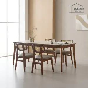 [/착불배송] 셀렉 1900 연그레이 포세린 통 세라믹 6인 라탄 식탁 세트 (식탁+