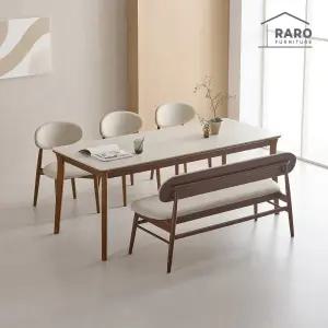 [/착불배송] 헤이스 1900 연그레이 포세린 통 세라믹 6인 식탁 세트 (식탁+의