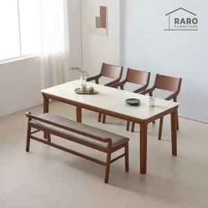 [/착불배송] 노르딕 1900 연그레이 포세린 통 세라믹 6인 식탁 세트 (식탁+의