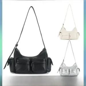 호환  사모 온도 사이클 백 숄더 백 멀티 포켓 니치 디자인 영국 스타일 소프트 합성 가죽 가방 청소년용