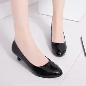 승무원 낮은굽 여자 에나멜 구두 오피스 정장 면접 cyE7+5ExZ