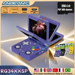 호환 Anbernic RG34XXSP 3.4IPS 스크린 플립 휴대용 콘솔 Linux 시스템 HDMI 호환 TV 출력 256G PSP 300 게
