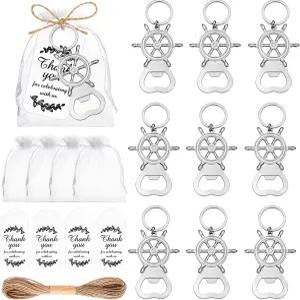 50팩 러더 병따개 항해 파티 손님들에게 인기 있는 보트 생일 아버지의 날 반품 기념품 (슬리버)