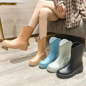여성 4컬러 유광 심플 미들 부츠 OSM-1006637