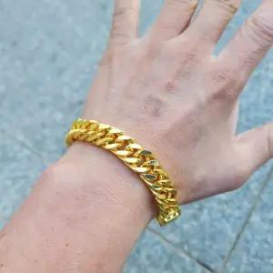 READYPLAN 남성 가짜 금팔찌 황금 체인 R.P