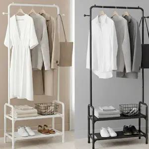 트렌드집착 스탠드 옷걸이 수납 선반 스틸 2단 행거