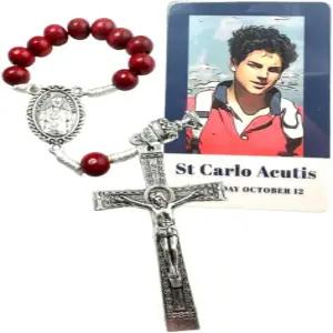 웨스트몬 웍스 세인트카를로 Acutis 묵주 채플릿 원 디케이드 메탈 및 코드 퍼스트 성찬 액세서리
