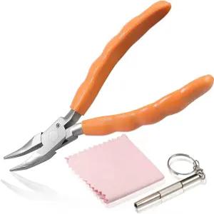 LeONTOOL 6인치 구부러진 노즈 플라이어 - 드라이버와 천이 포함된 스테인리스 스틸 안경 수리 및 조정