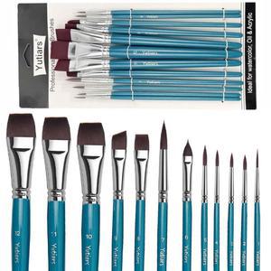 붓세트 12개입 페이스 페인트 브러쉬 아티스트용 아크릴 세트 얼굴 신체 신발 페인팅용 코스프레 파티 무대 메이크업에 이상적