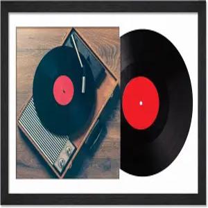 벽 디스플레이 앨범 커버를 위한 Fojyvo 16 12인치 프레임 1팩을 레코드 검은색 우드 그레인 포함 비닐 24