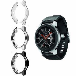 갤럭시 워치용 수오만 3팩 46mm 케이스, 소프트 도금 TPU 보호 범퍼 커버 케이스 2018 , 2021에는 맞지 않음 블랙 실버 클리어