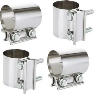 CYEAH 배기 클램프 4개 25인치 조인트 스틸 파이프 엔드 랩 연결용 304개 및 밴드 스테인리스 머플러