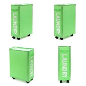 이동식 틈새 빨래바구니 그린 빨래주머니 수건함